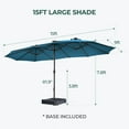 thumbnail image 4 of 15ft Patio Umbrella with Light and Base Included, Double Sided Outdoor Large Rectangular Patio Umbrella with Crank Handle, for Lawn Garden,Home,Outdoor Activities, 4 of 8