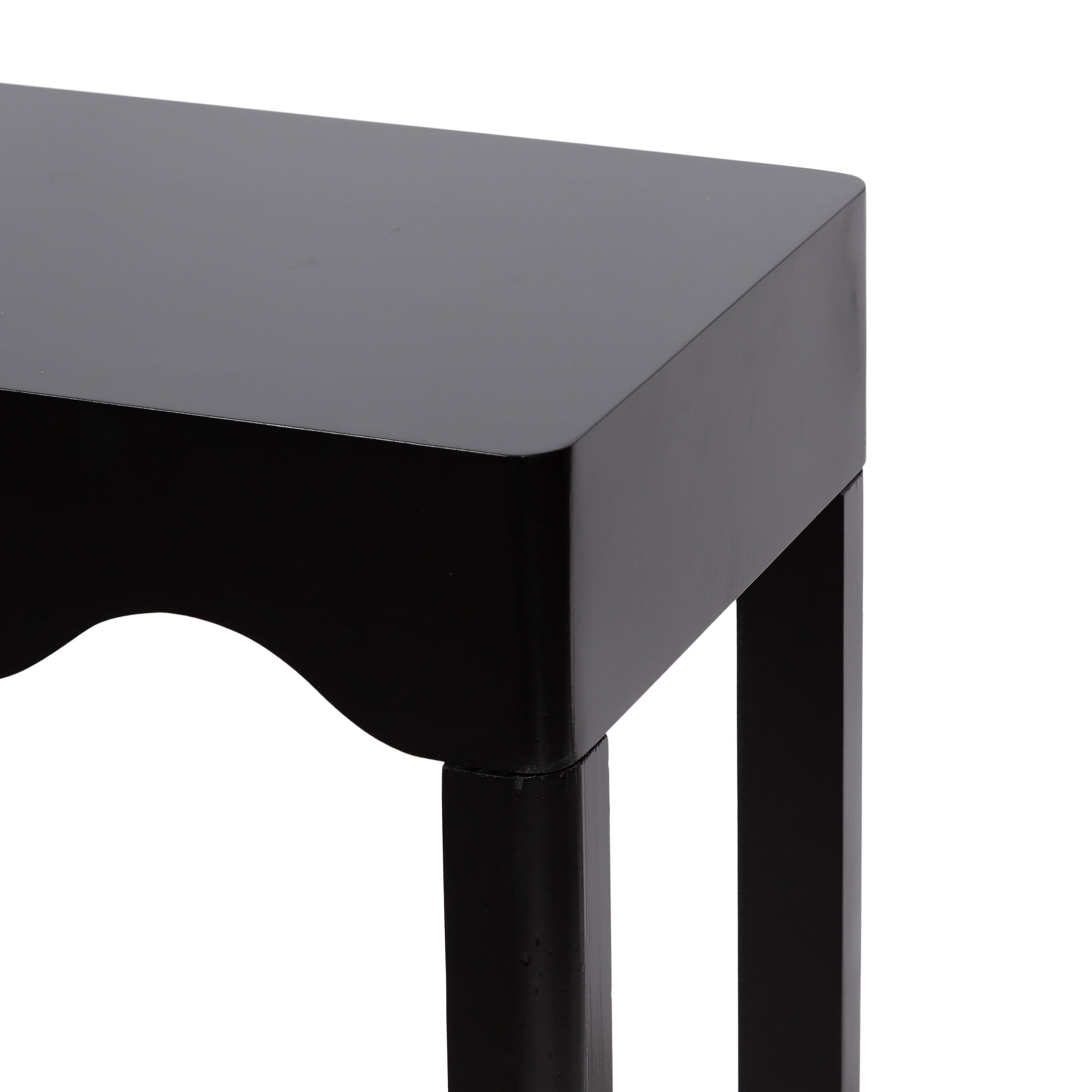Kate and Laurel Maida Modern Rectangle Wooden Wavy Console Table, 32 x 12 x 30, Black, Transitional Decorative Entryway Table with Wavy Apron for Entry Decor Option