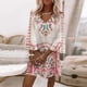 thumbnail image 1 of ICHUANYI Clearance Fashion Women's Summer Casual V-Neck Short-sleeve Printed Mini Dress(Pink, XL) ICHUANYI WER2023081004308, 1 of 6