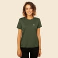 thumbnail image 3 of Dalix Be Kind Embroidered Cotton Relaxed Fit Short Sleeve Crewneck Tee Shirt Women in Military Green S Small, 3 of 5