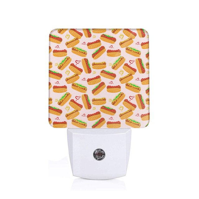 Balery Hot Dog In Heart Luz Nocturna LED con Sensor Automático, Enchufe con Sensor Crepuscular, Luz Suave de 0.5W para Dormitorio, Pasillo, Baño-EU