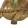thumbnail image 5 of 11" x 12" Bronze Resin Sitting Frog Sculpture with Umbrella and Brown Walking Turtle, by DecMode, 5 of 12