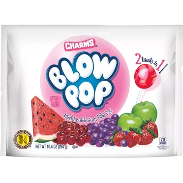 Charms Blow Pop Assorted Flavor Lollipops Candy Standup Bag – 10.4oz(Packaging May Vary)