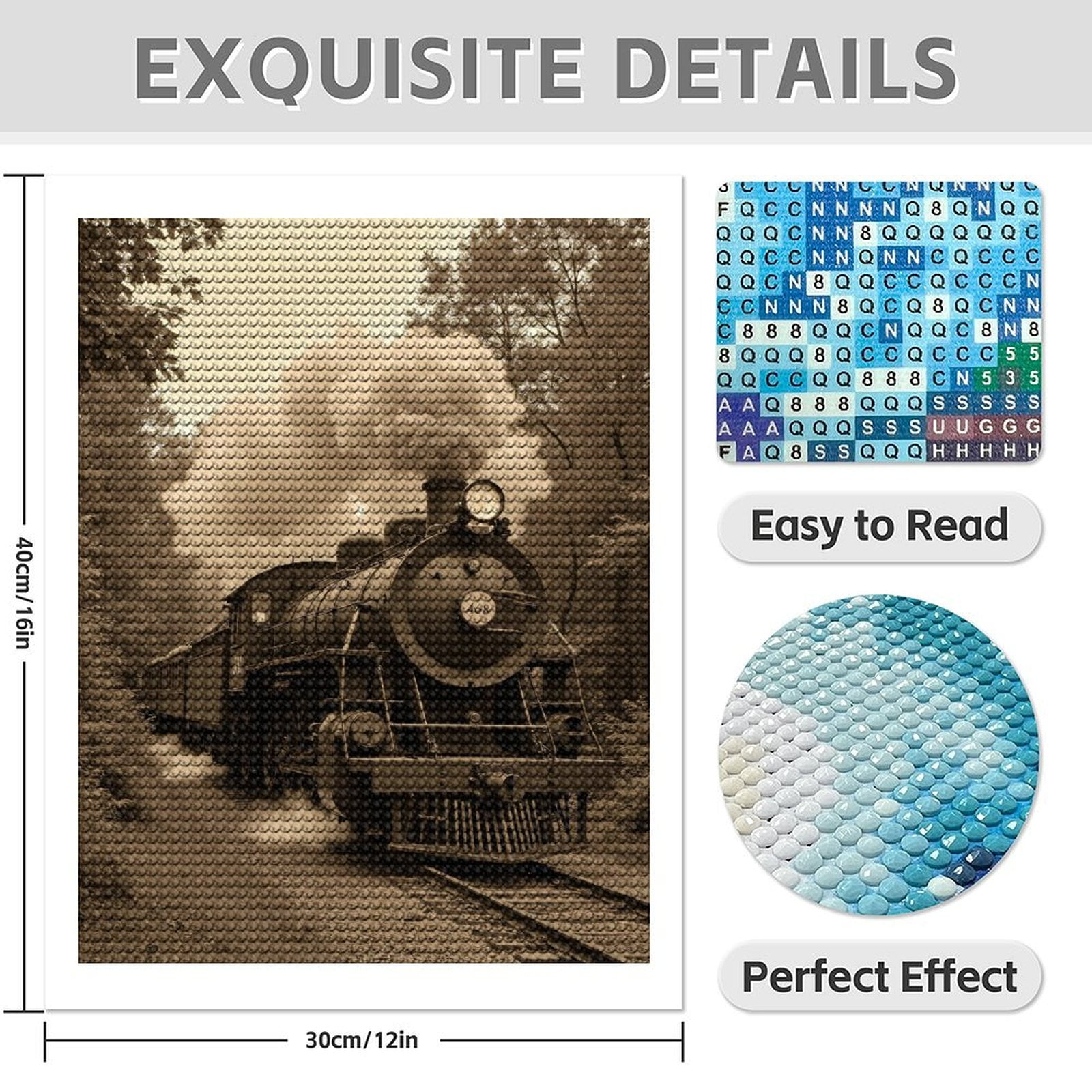 Diamond Art Kits for Adults - 5d Vintage Steam Train Journey Diamond Painting for Adults, Diamond Art for Adults Beginners, Diamond Painting Kits for Adults for Home Wall Decor