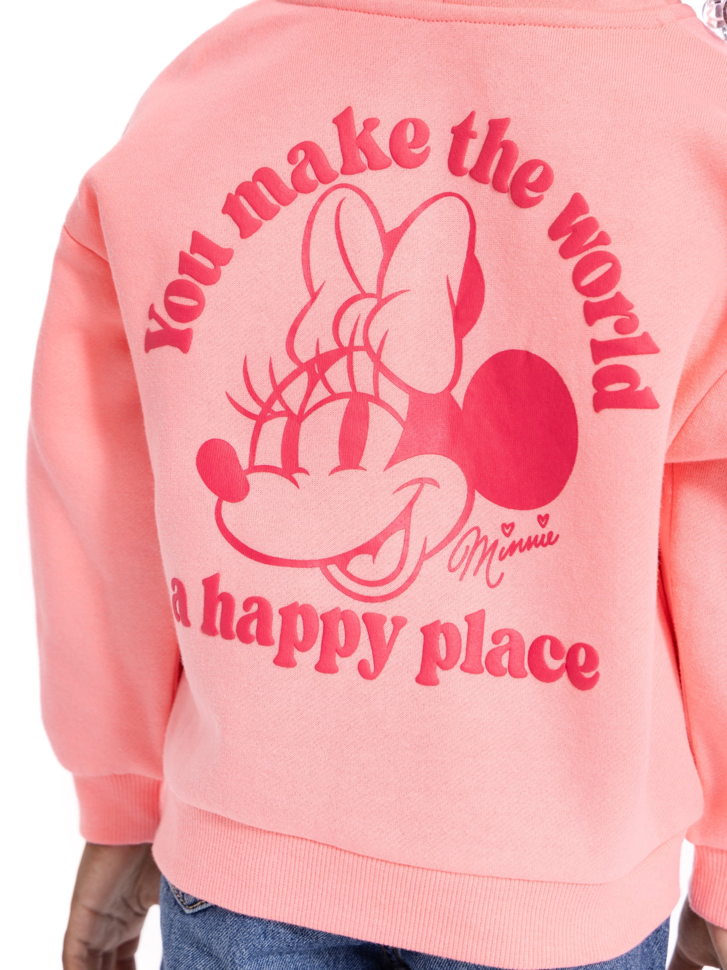 Minnie Mouse Toddler Girls' Full Zip Graphic Hoodie, Sizes 12M-5T
