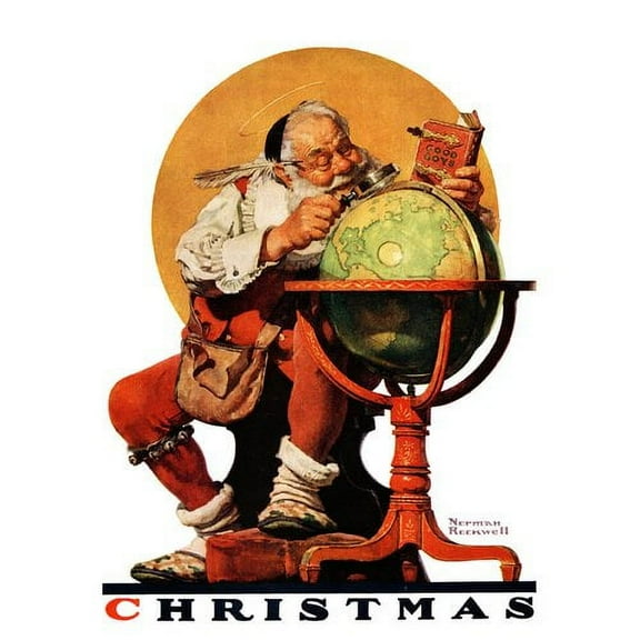 Marmont Hill "Santa at the Globe Saturday" by Norman Rockwell Painting Print on Canvas