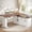 White+Brown, variant on Farmhouse L Shaped Standing Desk with 2 Storage Drawers, Height Adjustable Computer Desk from 28.7 to 46.8inches, Home Office Desk