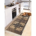 thumbnail image 3 of Wooden Plank Hallway Runner Rug 2x6ft,Rustic Farmhouse Brown Black Barn Door Washable Woven Living Room Bedroom Kitchen Bathrom Carpet with Tassels,Indoor Outdoor Throw Door Mat for Entryway, 3 of 5