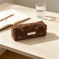 thumbnail image 6 of Celsvanis Pencil Case Large Capacity Pencil Pouch Pen Bag Embroidered Corduroy Stationery Organizer for Students Home Office Supplies, Brown, 6 of 7