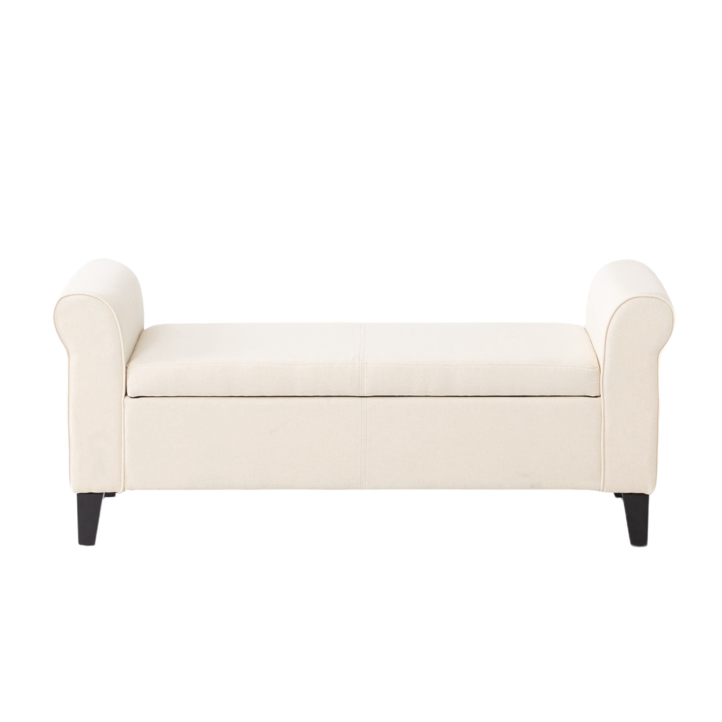 Gewnee 49.61" Flip Top Storage Bench, Linen Upholstered Solid Wood Frame Bench for Living Room and Bedroom, Beige
