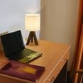 thumbnail image 4 of Small Table Nightstand Lamp with Wooden Tripod Base, White Shade, Set of 2, 4 of 7