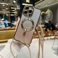 thumbnail image 1 of Crossbody Lanyard Gradient Glitter Magnetic Case For iPhone 15 14 13 12 11 Pro Max Plus For Magsafe Plating Soft TPU Back Cover, 1 of 7