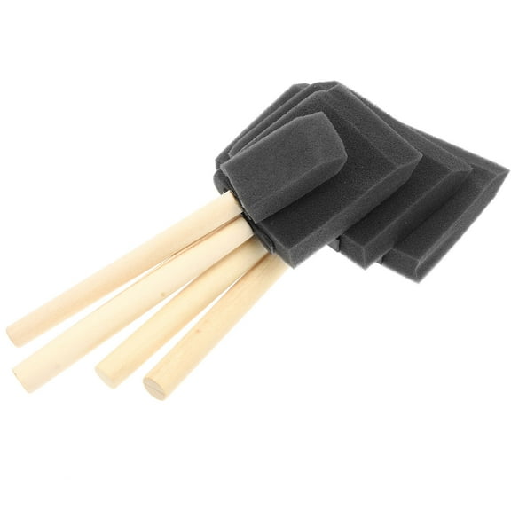 CATIEBYE 3-Pack Black Sponge Paint Brushes with Wood Handles for Smooth and Even Paint Application