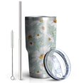 thumbnail image 2 of 30oz Light Blue Daisy Flower Pattern Tumblers Stainless Steel Tumbler with Lid and Straw,Vacuum Insulated Double Wall Travel Tumbler Cups Mug with Cleaning Brush for Coffee,Tea, 2 of 7