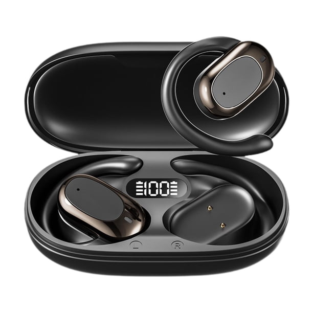 Auriculares de traducción con ganchos para la oreja abiertos, reducción de ruido, cómodos de usar, Bluetooth 5.4 Negro