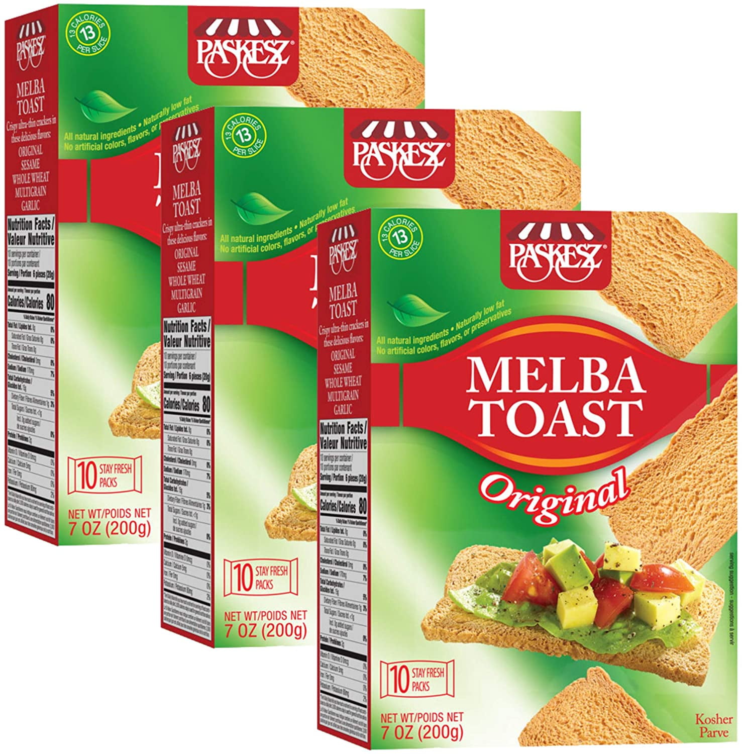Tribello Melba Toast, Thin Flatbread Toast Crackers Original 7 Oz, Pack of 3