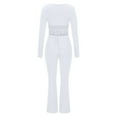 thumbnail image 6 of FAIWAD Womens Solid Colour Slim Jumpsuit Square Neck Waistless Tie Romper Stretch Straight Leg Pants (X-Large, White), 6 of 7