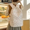 thumbnail image 5 of HUISZJ Floral Printed  School Backpack, Large Capacity  Backpack with Pendant, Laptop Backpack for School Work Travel Outdoor (White), 5 of 10