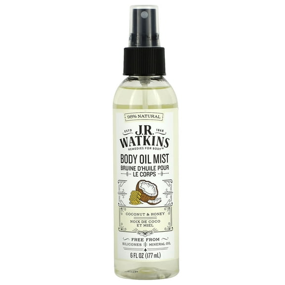 J.R. Watkins Natural Hydrating Body Oil Mist, Coconut Milk & Honey, 6 oz