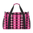 thumbnail image 1 of Disketp pink and black argyle Bolsa de Viaje Tipo Duffle, Bolso de Mano para Fin de Semana para Mujer, Bolsa de Gimnasio Ligera para Hombre, Esencial para Viajes, 1 of 7