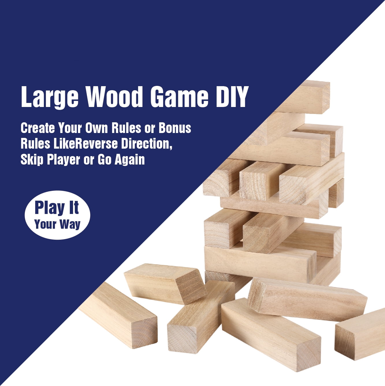 Fugocen Giant Jumbling Tower Party Game Wood Blocks with Carry Bag for Kids and Adults Stack to Over 6FT 51 Pcs