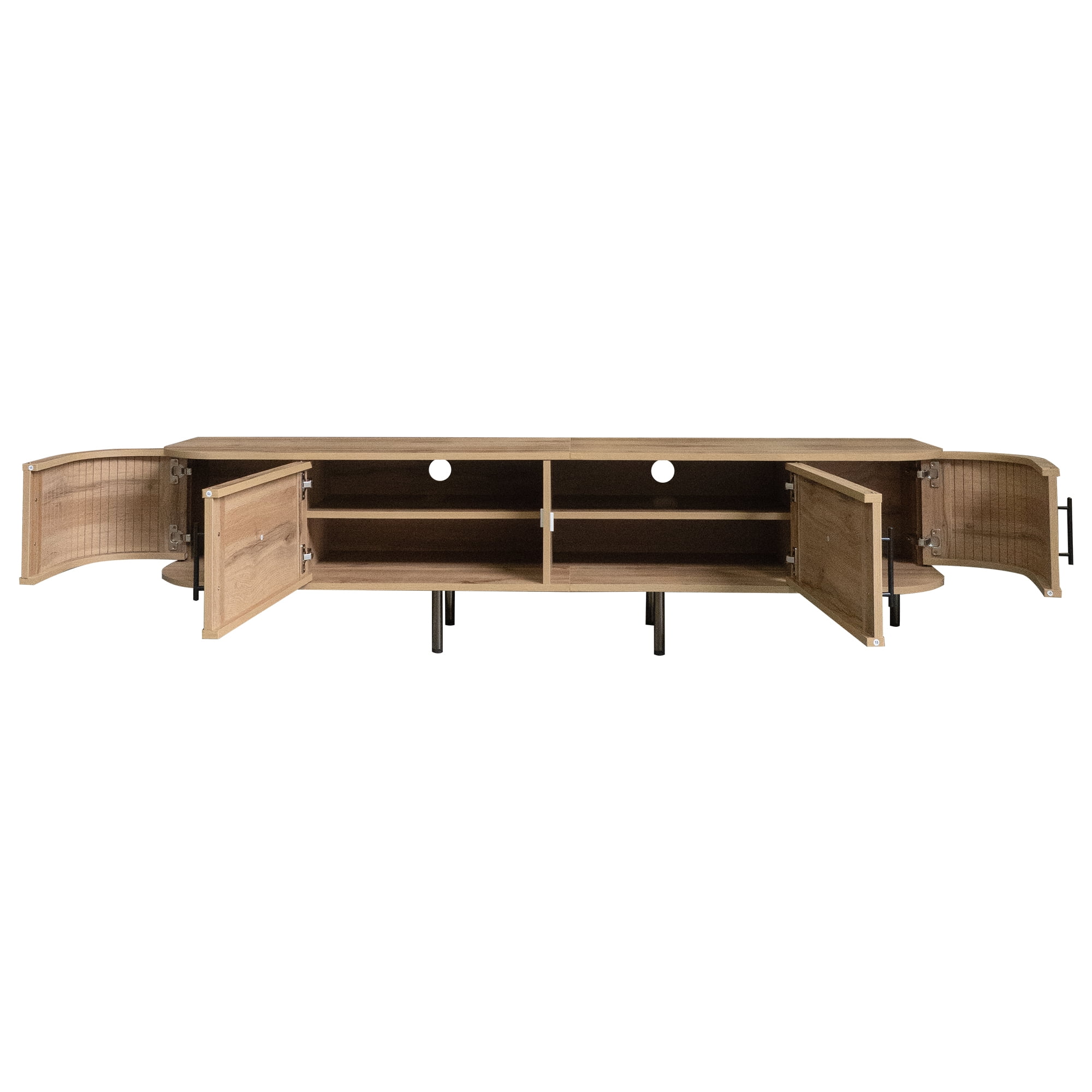 Homy Casa 70.8" TV Stand, Rattan Door Media Console with Storage, Natural Wood
