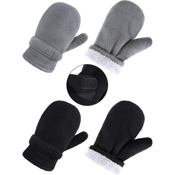 2 Pairs Fleece Mittens Soft Gloves Winter Warm Gloves for Boys Girls Cold Weather