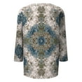 thumbnail image 6 of CCRFTGI 3/4 Length Sleeve Womens Tops Casual Crew Neck Tunic Tops Fashion Vintage Floral Print T Shirts Cute Fall 2025 Tops White S, 6 of 6