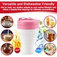 thumbnail image 6 of Pink Collapsible Protein Shaker Bottle – 600mL (20oz), Food-Grade Silicone, Leakproof Lid, Reusable for Protein Shakes, 6 of 9