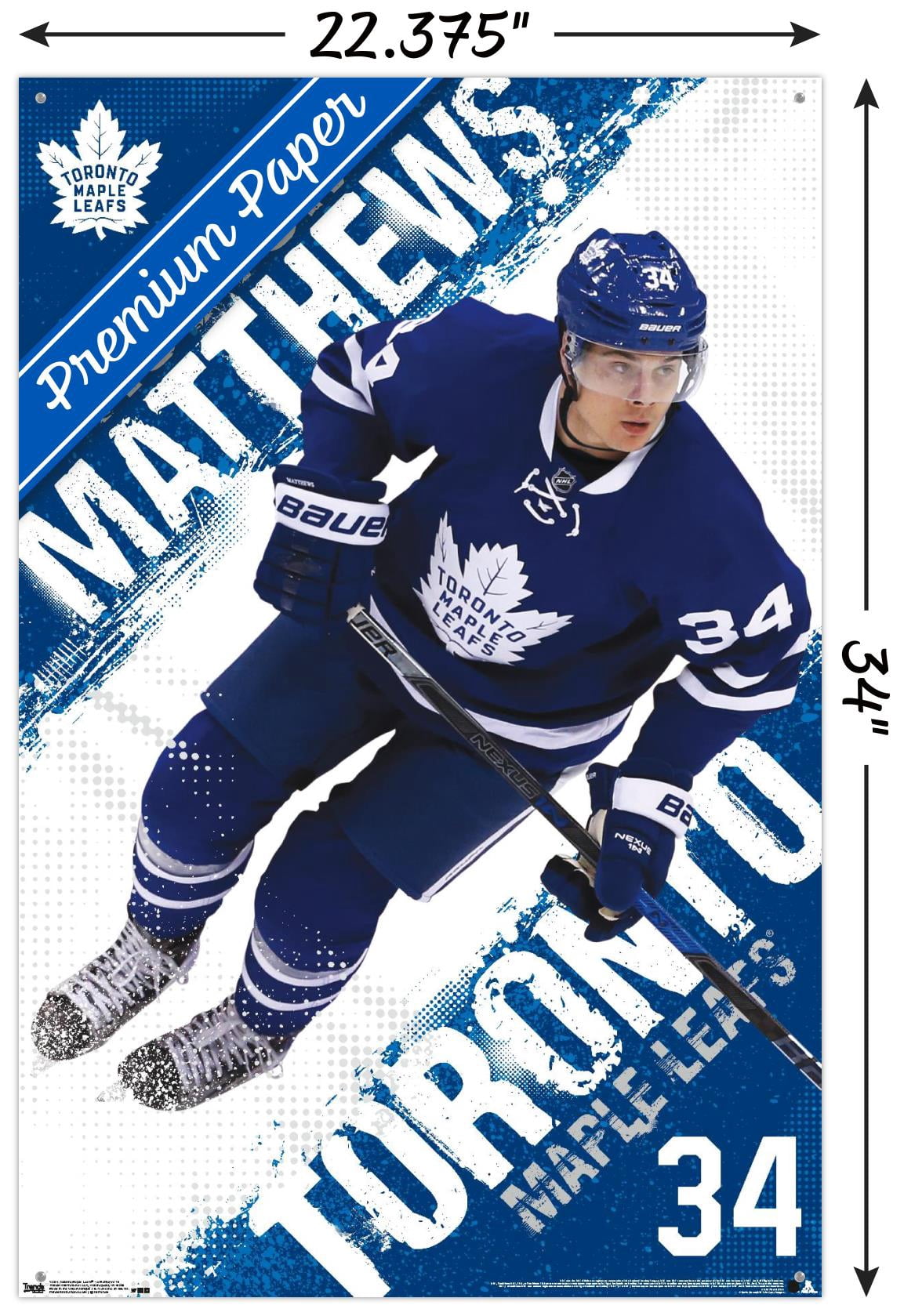 NHL Toronto Maple Leafs - Austin Matthews 16 Wall Poster with Push Pins, 22.375" x 34"