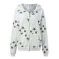 thumbnail image 5 of Womens Zip Up Hoodies Vintage Stars Print Long Sleeve Hoodies with Pocket Fall Casual Lightweight Womens Sweatshirt, 5 of 5