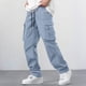 thumbnail image 1 of Ceisia Men's Solid Color Loose Cargo Pants with Multi Pockets & Drawstring Waist Light Blue L Gifts, 1 of 9