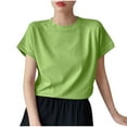thumbnail image 2 of Blczomt Basic Womens Tops Plus Size 2025 Short Sleeve T-Shirt Plain Summer Round Neck Green Blouses for Women, 2 of 4