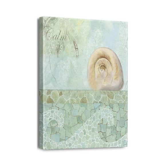 Bring the Beach Home with 12x16inch Wall Art Seashell & Starfish Bathroom Paintings, Blue Ocean Themed Canvas Pictures, Contemporary Nautical Decorations & Posters for Bedrooms