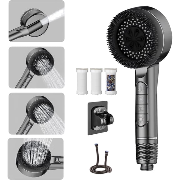 Ion Drops Filtered Shower Head, High Pressure Showerhead with Handheld, Water Softener for Hard Water, Remove Chlorine, Reduces Dry Itchy Skin