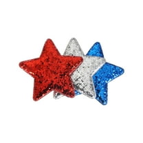 SLYNSHome 4th of July Party Favors Hair Accessories,Patriotic Red White Blue Glitter Star Hair Clips Independence Day Memorial Day Gift - Large