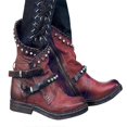 thumbnail image 1 of Women Gothic Punk Studded Ankle Boots Zip Biker Booties Shoes, 1 of 2