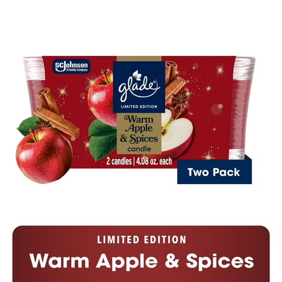 Glade® Candle Jar, Warm Apple & Spices, 4.08oz., 2 Count