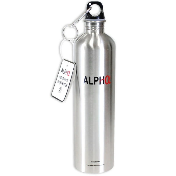 ALPHA Deluxe 32oz Silver Stainless Steel Water Bottle | BPA-Free | Screw-On Cap | 40oz Capacity