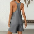 thumbnail image 5 of lcziwo Short Rompers for Women Sleeveless Athletic Summer Romper Overalls Solid Color Casual Dressy One Piece Jumpsuit with Pockets Dark Gray XXL, 5 of 9