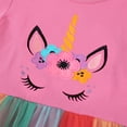 thumbnail image 4 of HILEELANG Little Girl Dresses Short Ruffle Sleeve Cotton Tulle Tutu Rose Unicon Birthday Party Dresses Size 7, 4 of 5