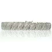 1 Carat Diamond Silver-Tone Wave Link Tennis Bracelet