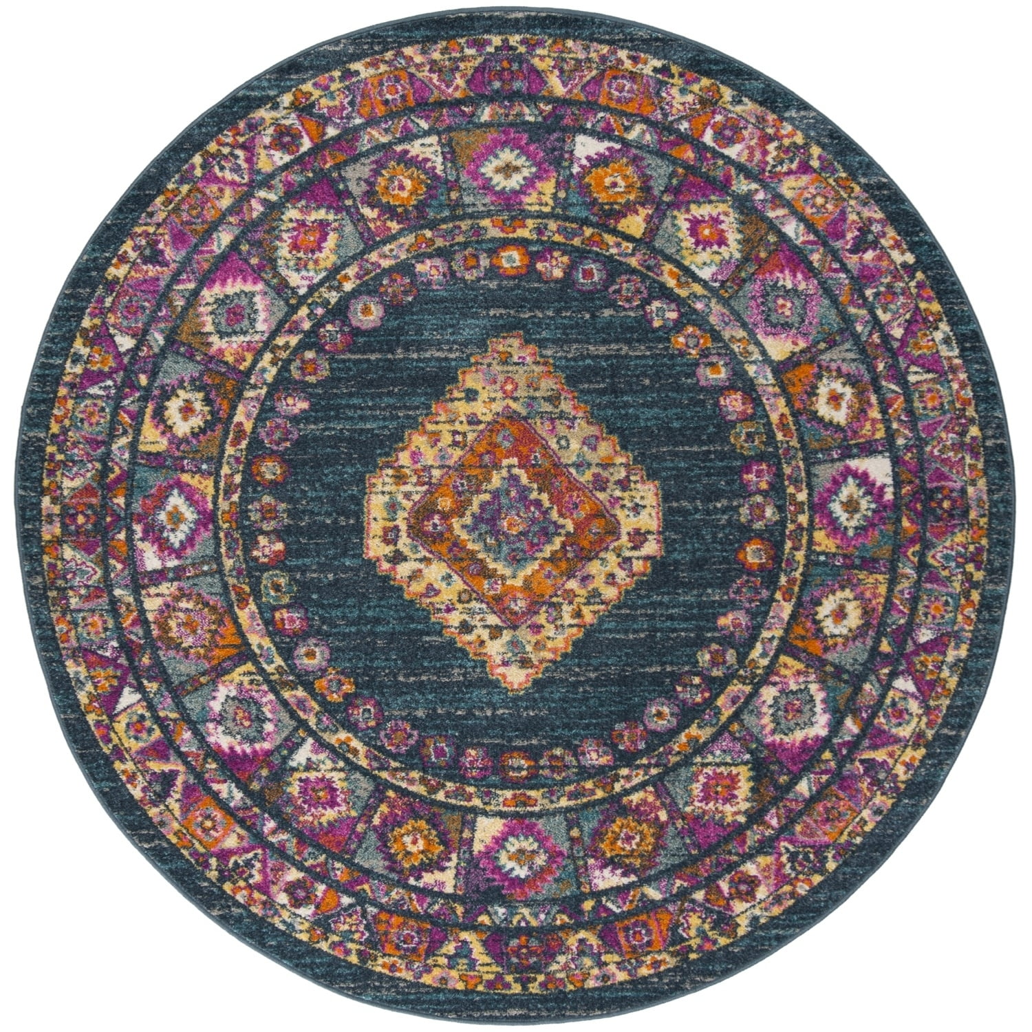SAFAVIEH Madison Emmet Traditional Runner Rug, Blue/Fuchsia, 2'3" x 12'