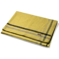 100% Wool Blanket, Warm, Thick, Washable, Large 62" x 86" - Great for Camping, Outdoors, Sporting Events, and Survival Kits GreenStrip
