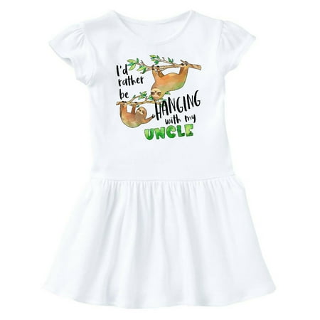 

Inktastic Id Rather Be Hanging with my Uncle- Cute Sloths Gift Baby Girl Dress