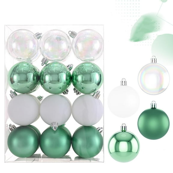 AZXY 24pc Christmas Tree Decorations ,Christmas Tree Ornaments Balls Sets,Electroplating Christmas Ball Ornaments Shatterproof for Holiday Party Decorations 2.36" Green
