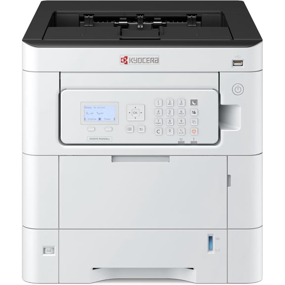 Kyocera ECOSYS PA3500cx A4 Color Laser Printer - 37 ppm, 1200 dpi, Gigabit Ethernet, 5 Line LCD with Hard Key Control Panel, 650 Sheet Capacity