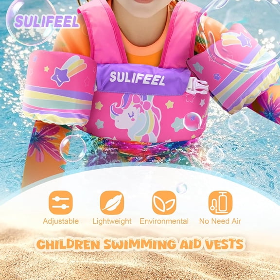 Toddler Swim Vest for 2- Years Kids 20-66 lbs Floaties with Arm Wings Water Safety Jacket