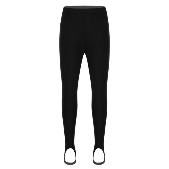 YONGHS Kids Girls Boys Stirrup Pants Gymnastics Sports Ballet Dance Basic Stretch Leggings Stockings Tights Black 10-12