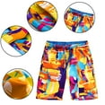 thumbnail image 2 of FLMEI Men's Shorts Elastic Waist Loose Shorts Printed Beach Five Pants Quick Dry Summer Sweat Casual Shorts for Mens M-4XL, 2 of 8